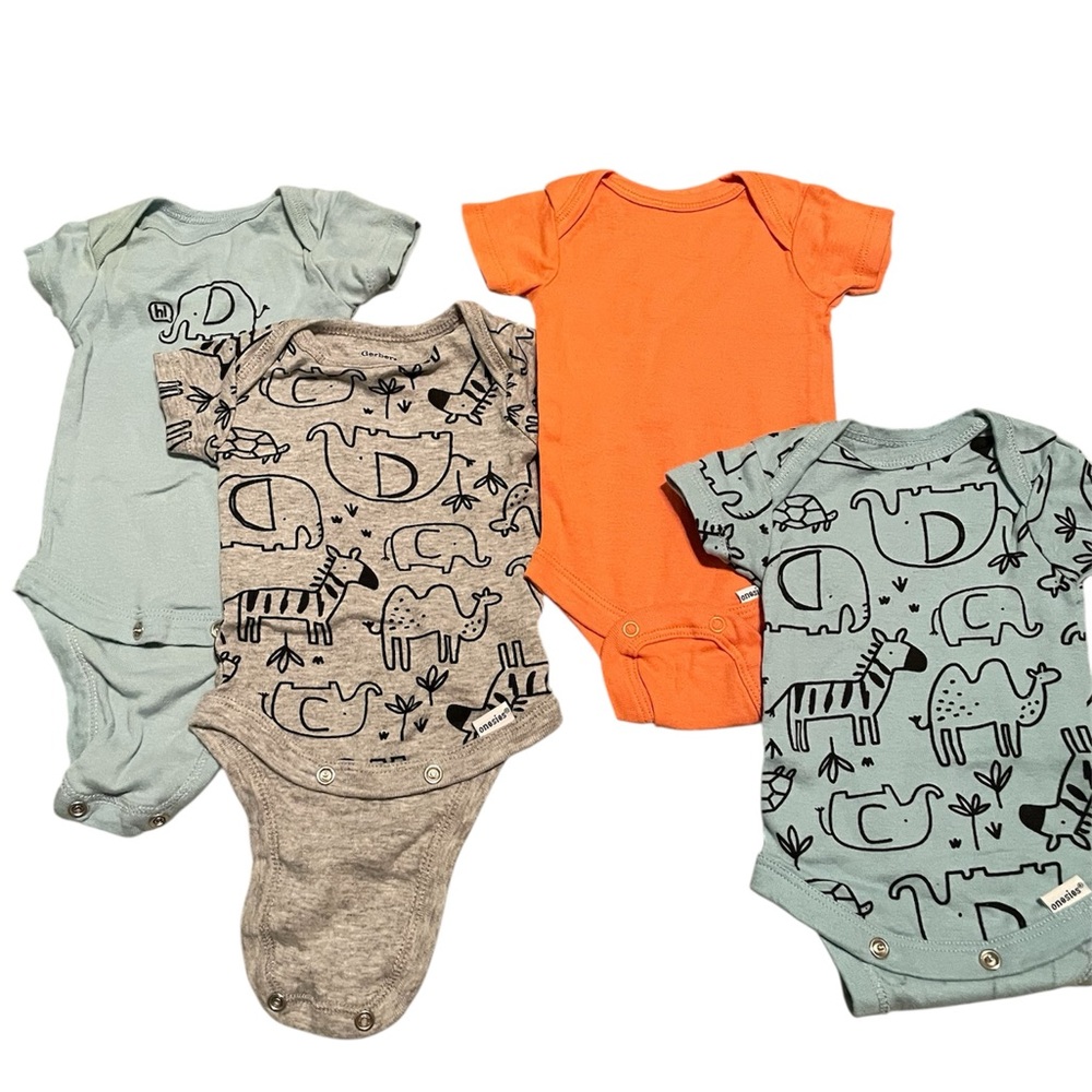 Gerber Blue and Orange Bodysuits One Pieces